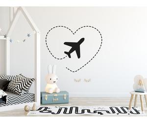 Sticker Avion qui vole en coeur - Nombreuses tailles et couleurs disponibles