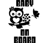 Sticker Baby on board Hibou et papillon