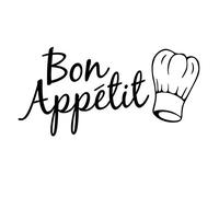 Sticker Bay Sticker mural pour cuisine avec texte Bon Appétit 57.5 cm L X 28 cm W noir