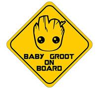 Sticker Bébé à Bord - Baby Groot On Board - Dimensions 15 x 15 cm - Protection Anti UV