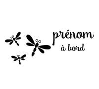 Sticker Bébé à bord personnalisable et 3 libellules