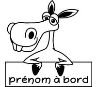 Sticker Bébé à bord personnalisable et l'âne comique
