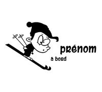 Sticker Bébé à bord personnalisé aux skis