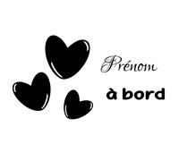 Sticker Bébé à bord personnalisé et 3 coeurs volant