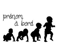 Sticker Bébé à bord personnalisé et les 4 enfants