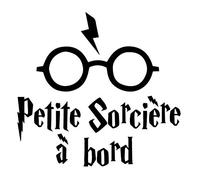 Sticker Bébé à Bord - Petite Sorcière à Bord - Dimensions 16,3 x 15,4 cm - Couleur Noir - Aspect Brillant - Protection Anti UV