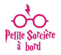 Sticker Bébé à Bord - Petite Sorcière à Bord - Dimensions 16,3 x 15,4 cm - Couleur Rose - Aspect Mat - Protection Anti UV