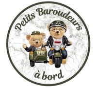 Sticker Bébé à Bord - Petits Baroudeurs (moto side-car)