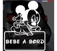 Sticker bébé à bord pour voiture Mickey 20 cm Blanc - Anakiss