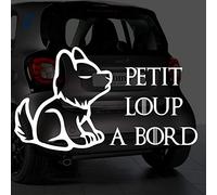 Sticker bébé à bord pour voiture Petit Loup à bord 20 cm Blanc - Anakiss