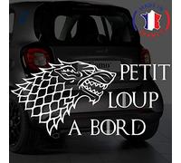 Sticker bébé à bord pour voiture Petit Loup Stark à Bord 20 cm Blanc - Anakiss