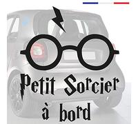 Sticker bébé à bord pour voiture Petit Sorcier à bord 20 cm Noir - Anakiss