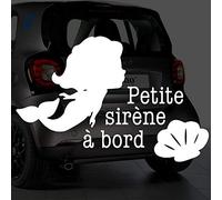 Sticker bébé à bord pour voiture Petite Sirène à bord 20 cm Blanc - Anakiss