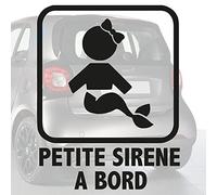 Sticker bébé à bord pour voiture Petite Sirène à bord 20 cm Noir - Anakiss