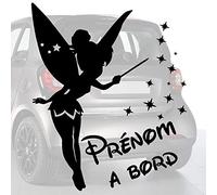 Sticker bébé à bord pour voiture Prénom Personnalisé Petite Fée 20 cm Noir - Anakiss