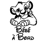 Sticker Bébé à Bord - Simba - Dimensions 19 x 13 cm - Couleur Noir - Aspect Brillant - Protection Anti UV