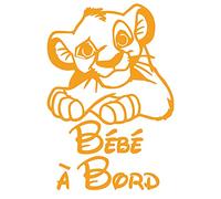 Sticker Bébé à Bord - Simba - Dimensions 19 x 13 cm - Couleur Orange Melon - Aspect Brillant - Protection Anti UV