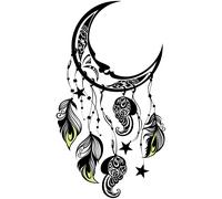 Sticker bohème attrape rêves lune amie des plumes