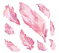 Sticker bohème plumes roses