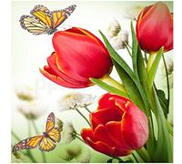 Sticker Boite aux lettres Déco Fleurs Tulipes Papillons - 30X30cm - SABL035 (1 sticker boite aux lettres)
