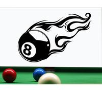 Sticker Boule de billard Nº 8 flamme - Nombreuses tailles et couleurs disponibles