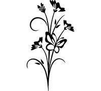 Sticker Bouquet de fleur et son papillon