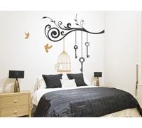 Sticker Branche Cage Oiseaux 4 - Nombreuses tailles et couleurs disponibles