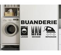 Sticker Buanderie Lavage, Séchage, Repassage - Nombreuses tailles et couleurs disponibles