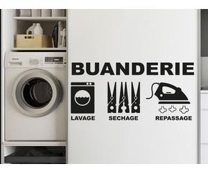 Sticker Buanderie Lavage, Séchage, Repassage - Nombreuses tailles et couleurs disponibles