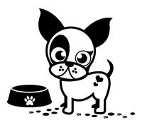 Sticker Caricature chiot avec son assiette