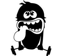 Sticker Caricature petit monstre avec haltères