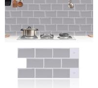 Sticker Carrelage,10 Pièces 3d Cuisine Salle de Bain,Carrelage Adhésif Salle de Bain,Mural Cuisine,Adhesif Mural Decoratif 30 x 15 cm,Gris Clair