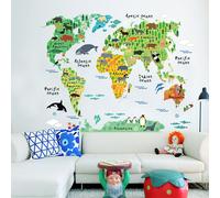 Sticker carte du monde pour enfants animaux du monde