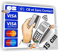 Sticker CB et sans Contact - Autocollant Terminal de Paiement Carte Bleue Caisse Commerce (Largeur 15 cm/Hauteur 12 cm)