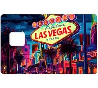 Sticker CB Las Vegas Nevada, pour carte bancaire format US, Made in France, 2 achetés + 1 offert