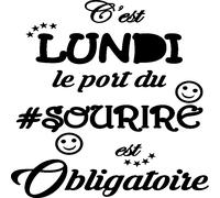 Sticker C'est lundi, le port du sourire est obligatoire