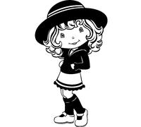 Sticker Charmante fille avec joli chapeau