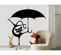 Sticker Chat Amusant Parapluie - Nombreuses tailles et couleurs disponibles
