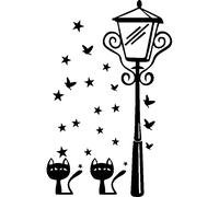 Sticker chats, étoiles, papillons et lampadaire