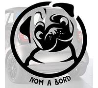 Sticker chien à bord pour voiture NOM Personnalisé Carlin à bord 15 cm Noir - Anakiss