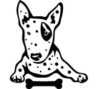 Sticker Chien assis avec un os