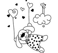 Sticker chien avec des coeurs