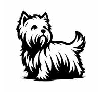 Sticker chien race West Highland White Terrier modèle 7 pré-espacé couleur noire 10 cm