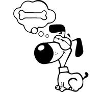 Sticker chien rêvant d'un os