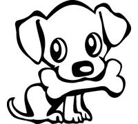Sticker Chiot avec un os