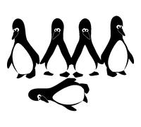 Sticker Cinq jeunes pingouins