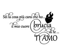 Sticker citation Il mio cuore brucia di te ti amo