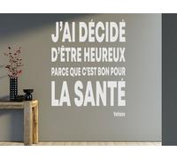 Sticker Citation J'ai décidé d'être Heureux de Voltaire - Nombreuses tailles et couleurs disponibles