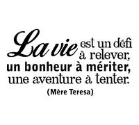Sticker citation La vie est un défi de Mère Teresa