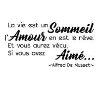 Sticker citation la vie est un sommeil - Alfred de Musset